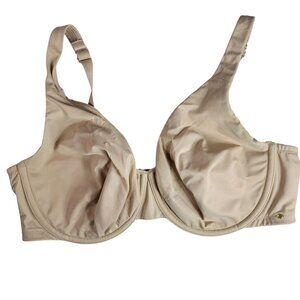 Cacique Unlined Full Coverage Bra Tan Brown 40DDD Underwire Seamless Adj Strap
